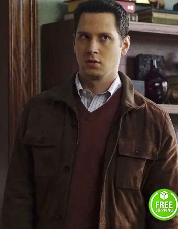 HOW TO GET AWAY WITH MURDER MATT MCGORRY (ASHER MILLSTONE) BROWN SUEDE LEATHER JACKET