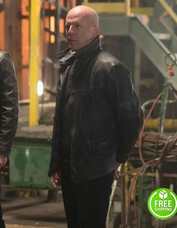 EXTRACTION BRUCE WILLIS (LEONARD) BLACK LEATHER JACKET