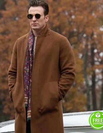 KNIVES OUT CHRIS EVANS (RANSOM DRYSDALE) BROWN WOOL COAT