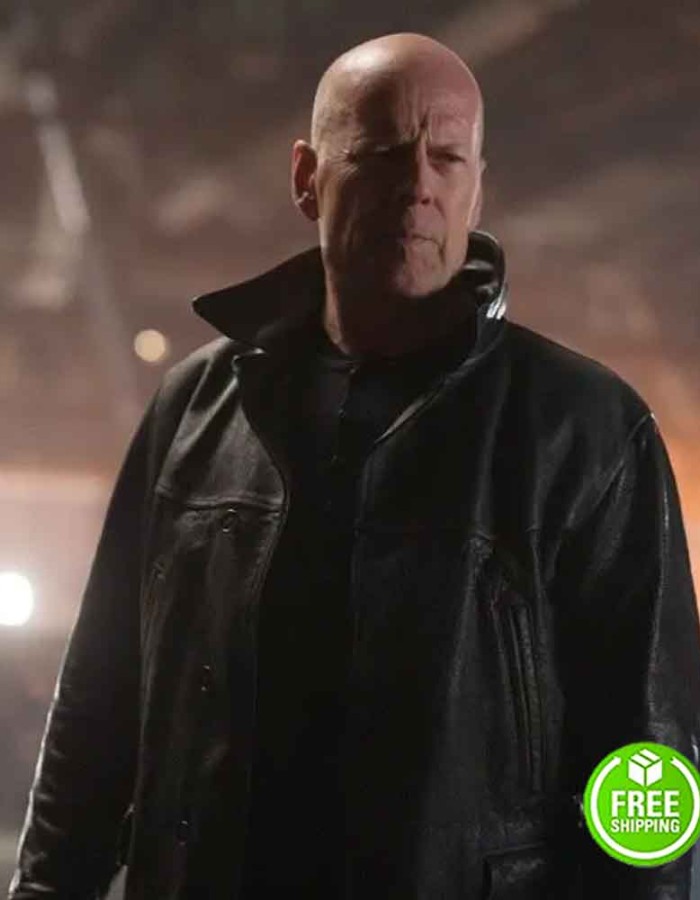 EXTRACTION BRUCE WILLIS (LEONARD) BLACK LEATHER JACKET