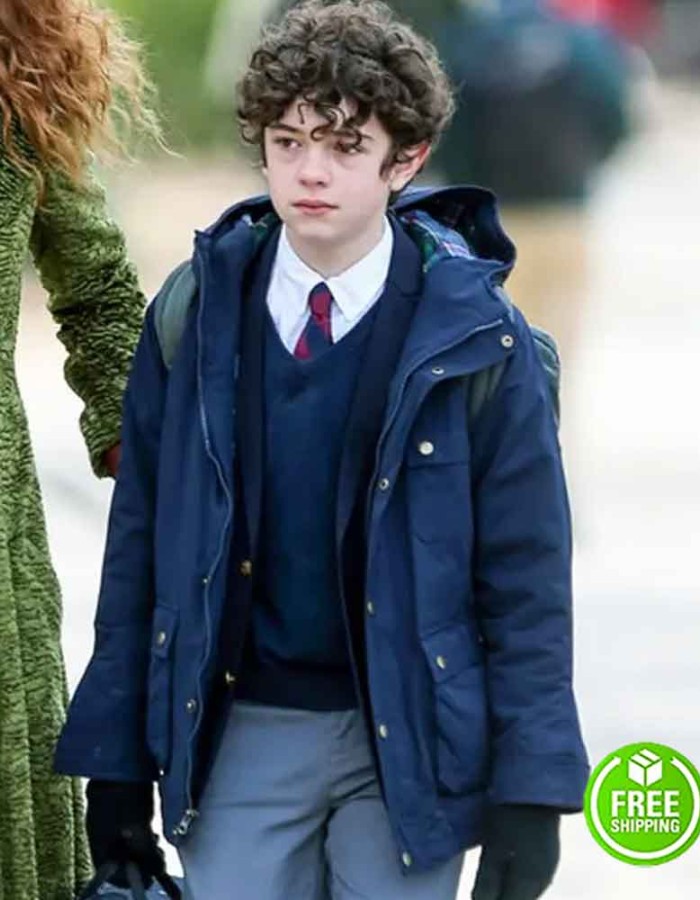 THE UNDOING NOAH JUPE (HENRY FRASER) BLUE COTTON JACKET