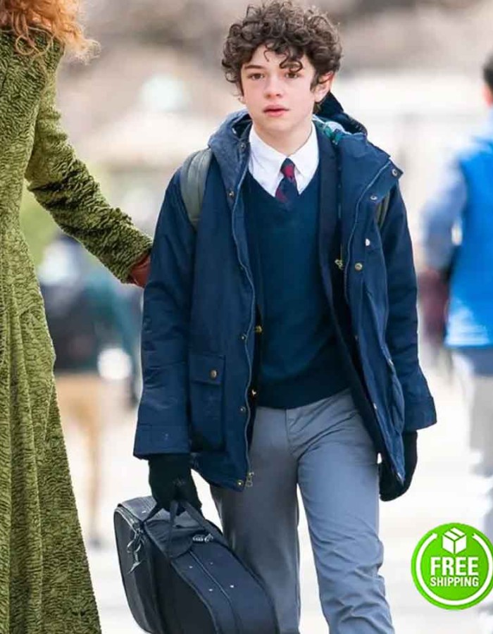 THE UNDOING NOAH JUPE (HENRY FRASER) BLUE COTTON JACKET