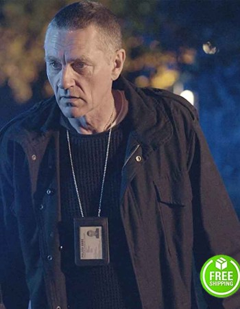 BORDERTOWN SEASON 2 VILLE VIRTANEN (KARI SORJONEN) BLACK  COTTON JACKET