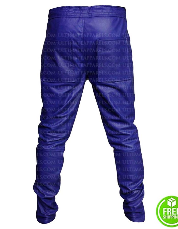 JUSTIN BIEBER BLUE LEATHER TROUSER