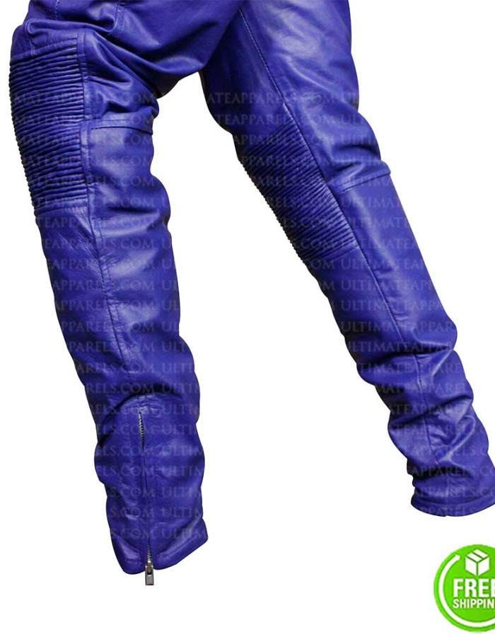 JUSTIN BIEBER BLUE LEATHER TROUSER