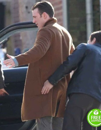 KNIVES OUT CHRIS EVANS (RANSOM DRYSDALE) BROWN WOOL COAT