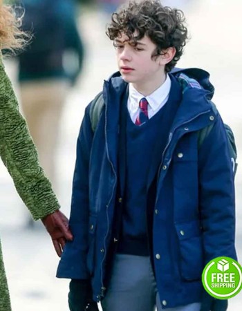 THE UNDOING NOAH JUPE (HENRY FRASER) BLUE COTTON JACKET