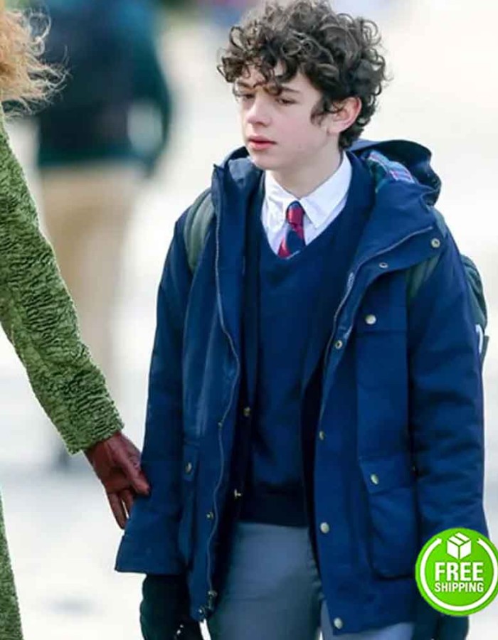 THE UNDOING NOAH JUPE (HENRY FRASER) BLUE COTTON JACKET