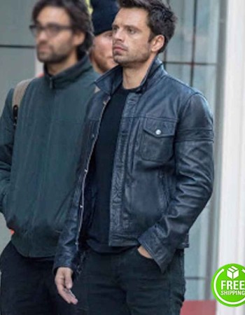 THE FALCON AND THE WINTER SOLDIER SEBASTIAN STAN (BUCKY BARNES) BLACK LEATHER JACKET