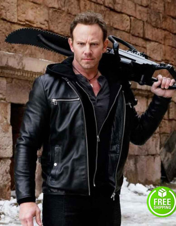SHARKNADO 6 IAN ZIERING (FIN SHEPARD) BLACK LEATHER JACKET