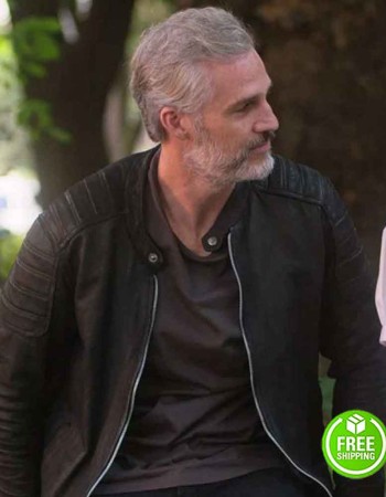 DAD WANTED JUAN PABLO MEDINA (ALBERTO) BLACK LEATHER JACKET