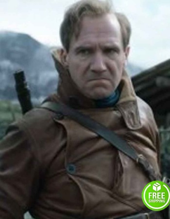 THE KING’S MAN RALPH FIENNES (DUKE OF OXFORD) BROWN LEATHER COAT 