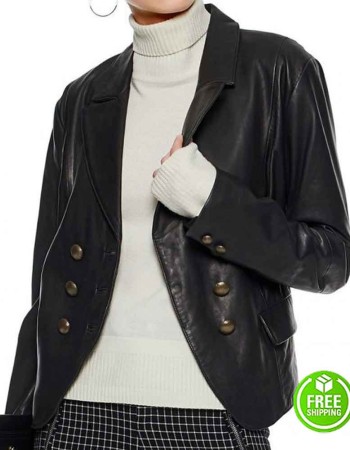 RIVERDALE MADCHEN AMICK (ALICE COOPER) BLACK LEATHER BLAZER