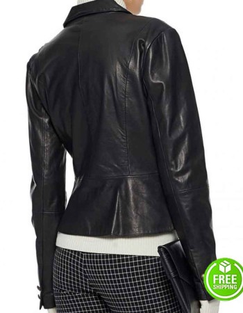 RIVERDALE MADCHEN AMICK (ALICE COOPER) BLACK LEATHER BLAZER