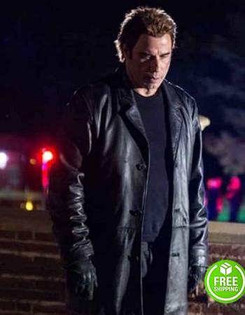 I AM WRATH JOHN TRAVOLTA (STANLEY HILL) BLACK LEATHER COAT
