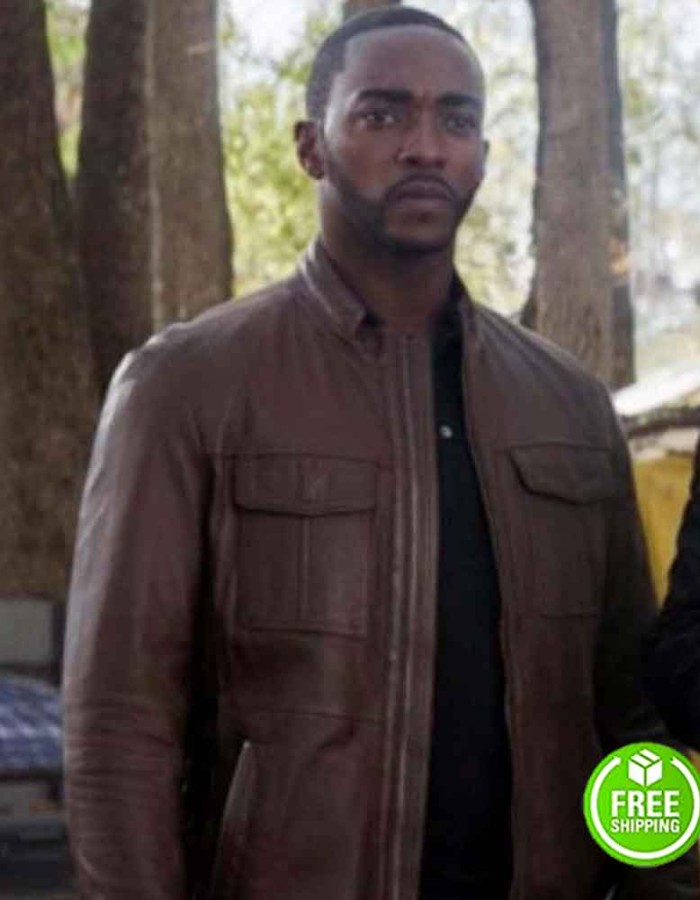 THE FALCON AND THE WINTER SOLDIER ANTHONY MACKIE (SAM WILSON) BROWN LEATHER JACKET
