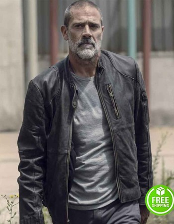 THE WALKING DEAD SEASON 9 JEFFREY DEAN MORGAN (NEGAN) BLACK LEATHER JACKET