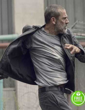THE WALKING DEAD SEASON 9 JEFFREY DEAN MORGAN (NEGAN) BLACK LEATHER JACKET