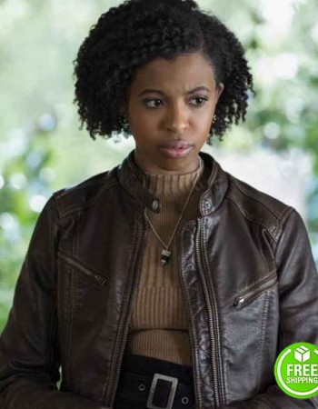 13 REASONS WHY SEASON 4 GRACE SAIF (ANI ACHOLA) BROWN LEATHER JACKET 