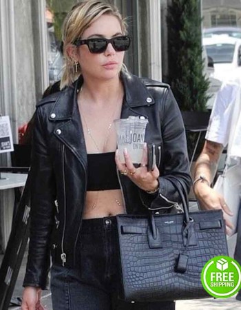 ASHLEY BENSON BLACK MOTORCYCLE LEATHER JACKET