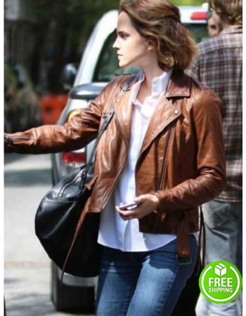 EMMA WATSON BROWN LEATHER JACKET