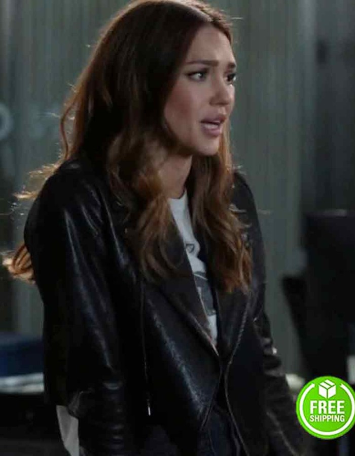 L.A.’s FINEST JESSICA ALBA (NANCY MCKENNA) BLACK LEATHER JACKET