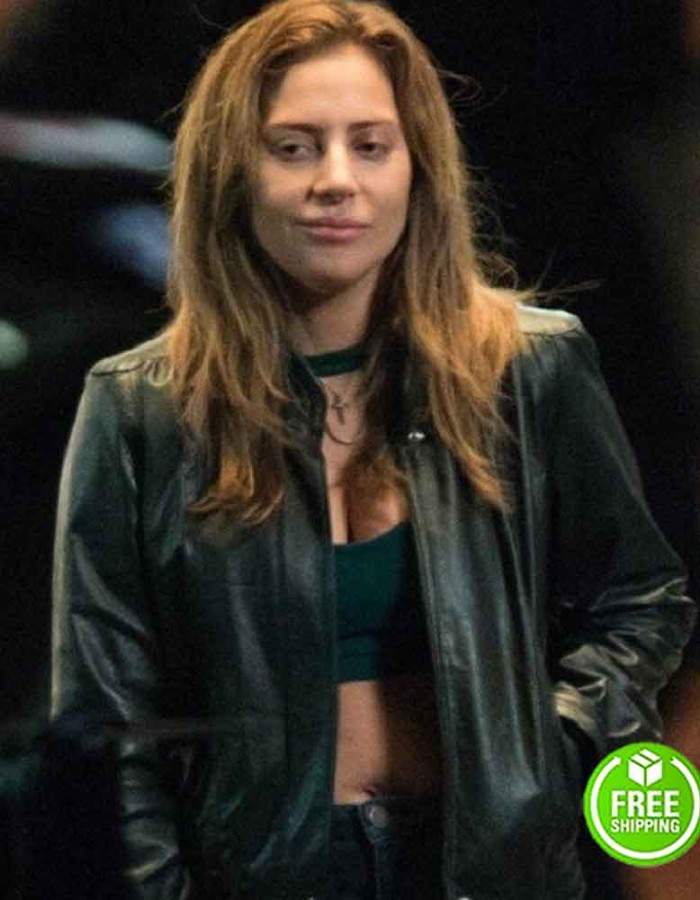 A STAR IS BORN LADY GAGA (ALLY) BLACK LEATHER JACKET