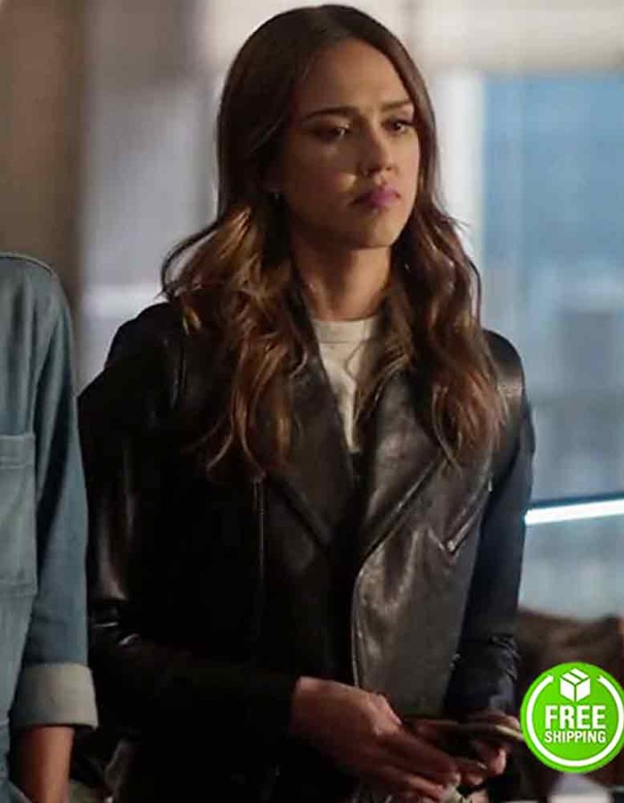 L.A.’s FINEST JESSICA ALBA (NANCY MCKENNA) BLACK LEATHER JACKET