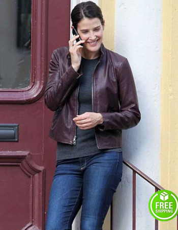 JACK REACHER: NEVER GO BACK COBIE SMULDERS (MAJOR SUSTAN TURNER) MAROON LEATHER JACKET