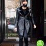 HAILEY BIEBER BLACK LEATHER TRENCH COAT