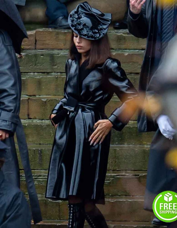 THE BATMAN 2022 ZOE KRAVITZ (SELINA KYLE) BLACK LEATHER COAT