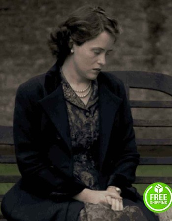 THE CROWN SEASON 4 CLAIRE FOY (QUEEN ELIZABETH II) BLACK TRENCH COAT