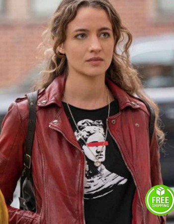 THE REPUBLIC OF SARAH STELLA BAKER (SARAH COOPER) RED LEATHER JACKET
