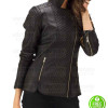 WOMEN BLACK QUILTED MOTORCYCLE LEATHER JACKET 
