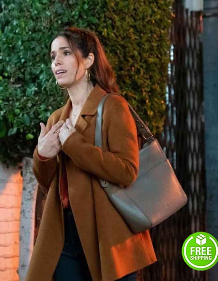 LOVE, VICTOR SEASON 2 ANA ORTIZ (ISABEL SALAZAR) BROWN MIDDLE-LENGTH WOOL COAT