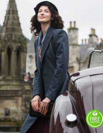 OUTLANDER SEASON 3 CAITRIONA BALFE (CLAIRE RANDALL) GREY WOOL COAT