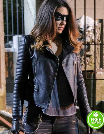 ARROW JULIANA HARKAVY (DINAH DRAKE) BLACK LEATHER JACKET