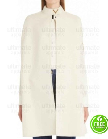 YOUNGER HILARY DUFF (KELSEY PETERS) WOOL WHITE CAPE COAT