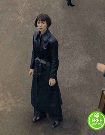FANTASTIC BEASTS 2 KATHERINE WATERSTON (TINA GOLDSTEIN) BLACK LEATHER COAT