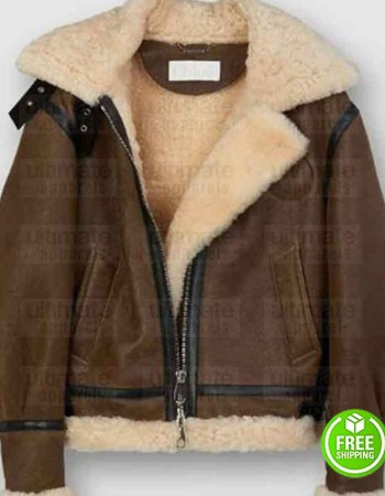 I HATE SUZIE BILLIE PIPER (SUZIE PICKLES) BROWN SHEARLING LEATHER JACKET