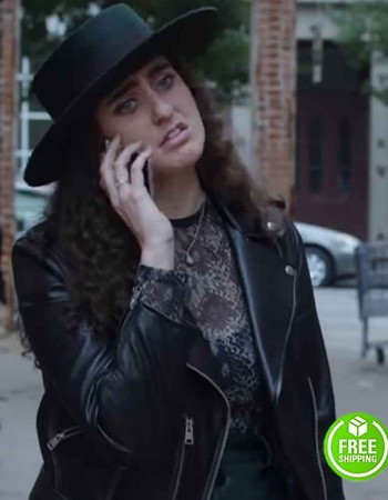 THE LOVEBIRDS CATHERINE COHEN (MRS. HIPSTER) BLACK LEATHER JACKET