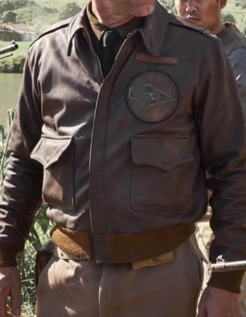 Aaron Eckhart Midway Jimmy Doolittle Brown Leather Jacket