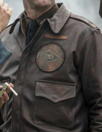 Aaron Eckhart Midway Jimmy Doolittle Brown Leather Jacket