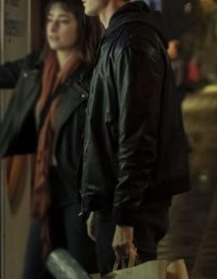 Adam Pålsson Young Wallander Black Leather Bomber Jacket