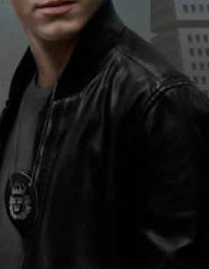 Adam Pålsson Young Wallander Black Leather Bomber Jacket