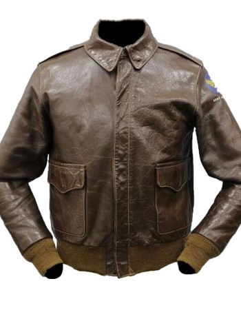Resident Evil Chris Redfield Air Force Flight Brown Bomber Leather Jacket