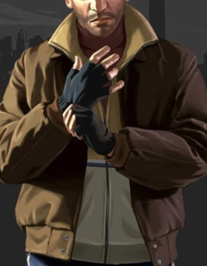 GTA Grand Theft Auto 4 Niko Bellic Leather Bomber Jacket