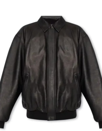 Hailey Bieber Oversized Brown Leather Jacket