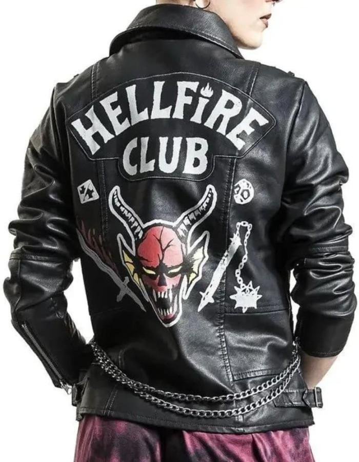 Stranger Things 4 Hellfire Club Black Biker Leather Jacket