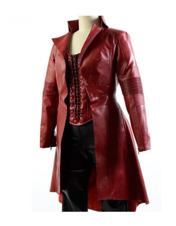 Captain America Civil War Elizabeth Olsen (Scarlet Witch) Leather Coat